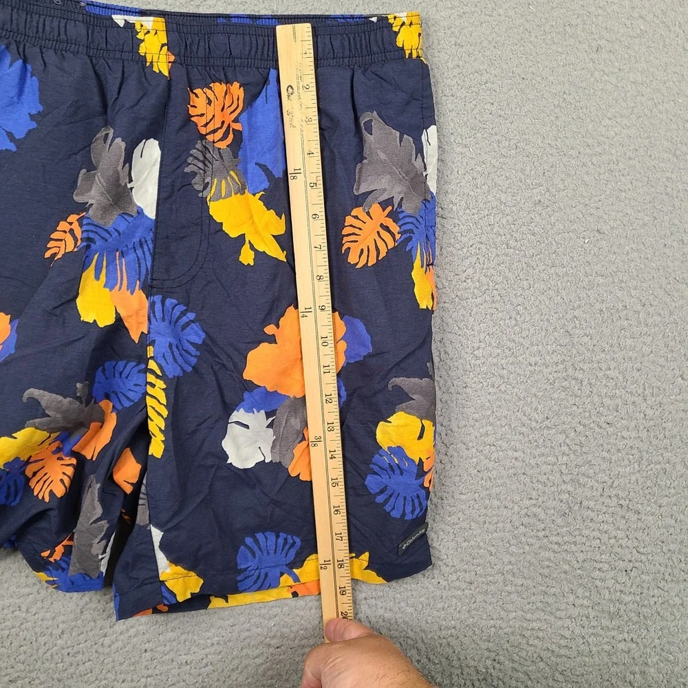 Columbia Swim Trunks Shorts Mens Large Navy Blue Tropical Floral Mesh Lined